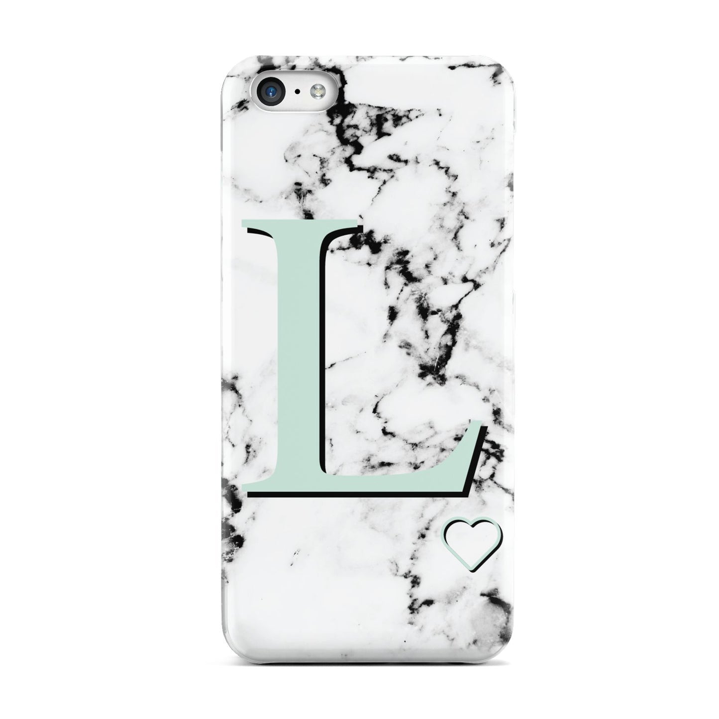 Personalised Mint Monogram Marble Heart Apple iPhone 5c Case