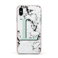 Personalised Mint Monogram Marble Heart Apple iPhone Xs Impact Case Pink Edge on Silver Phone