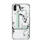 Personalised Mint Monogram Marble Heart Apple iPhone Xs Max Impact Case Black Edge on Silver Phone