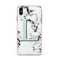 Personalised Mint Monogram Marble Heart Apple iPhone Xs Max Impact Case Pink Edge on Gold Phone
