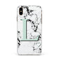 Personalised Mint Monogram Marble Heart Apple iPhone Xs Max Impact Case White Edge on Gold Phone
