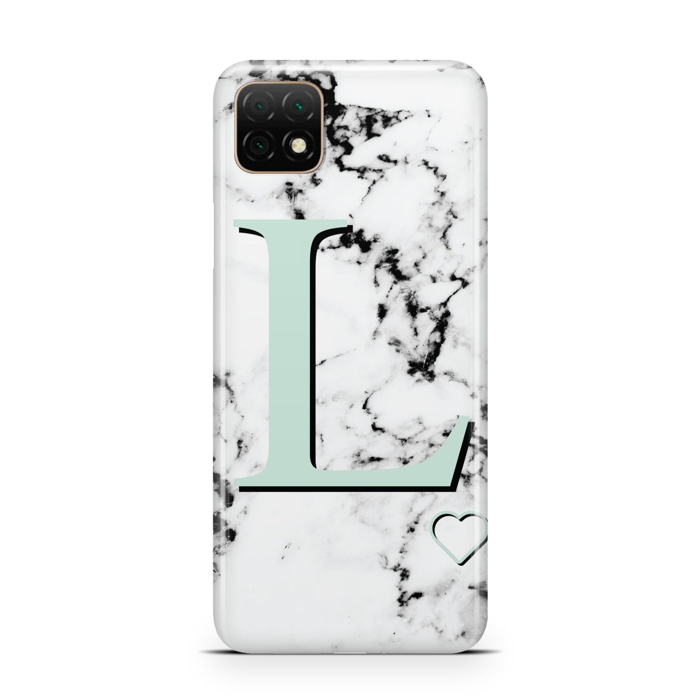 Personalised Mint Monogram Marble Heart Huawei Enjoy 20 Phone Case