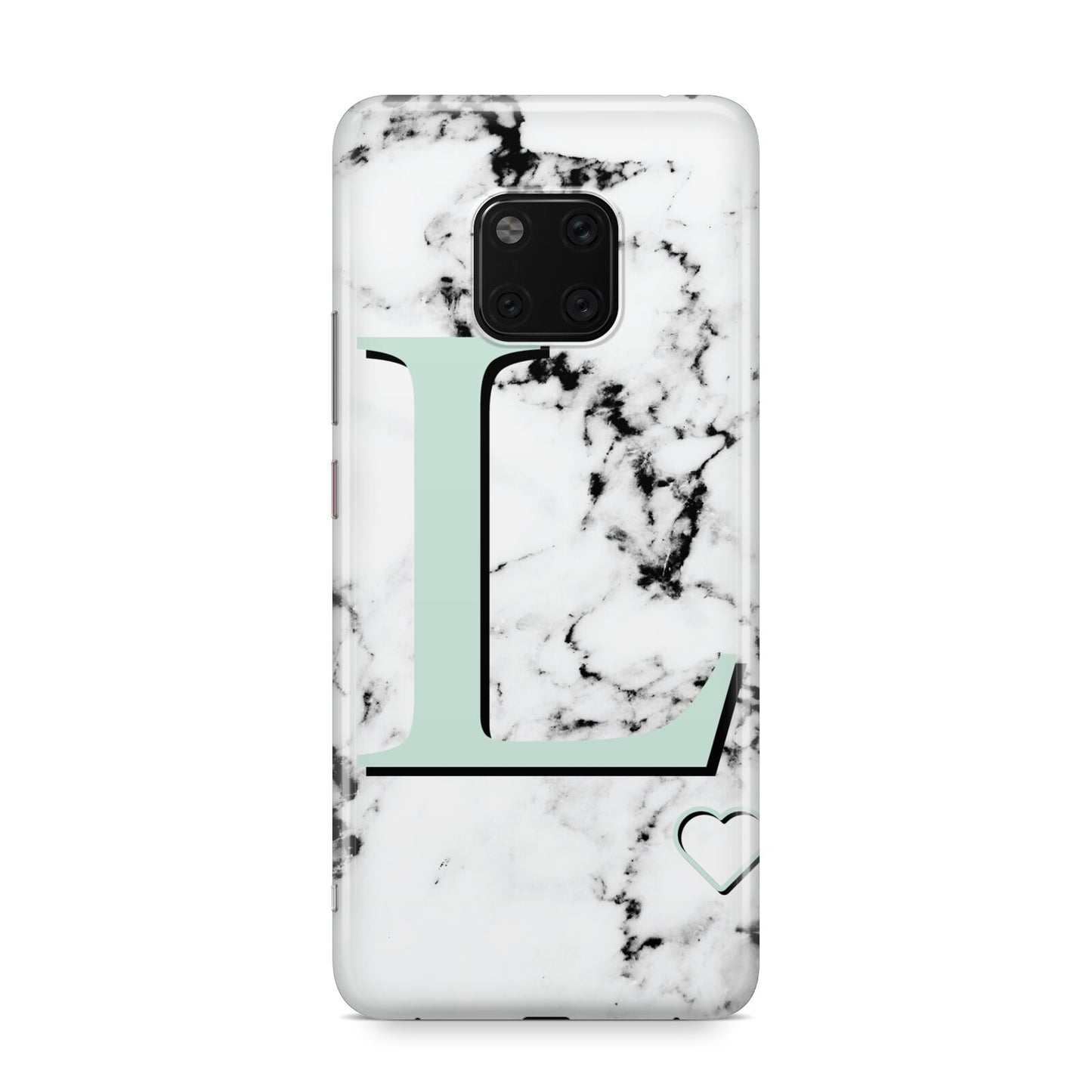 Personalised Mint Monogram Marble Heart Huawei Mate 20 Pro Phone Case