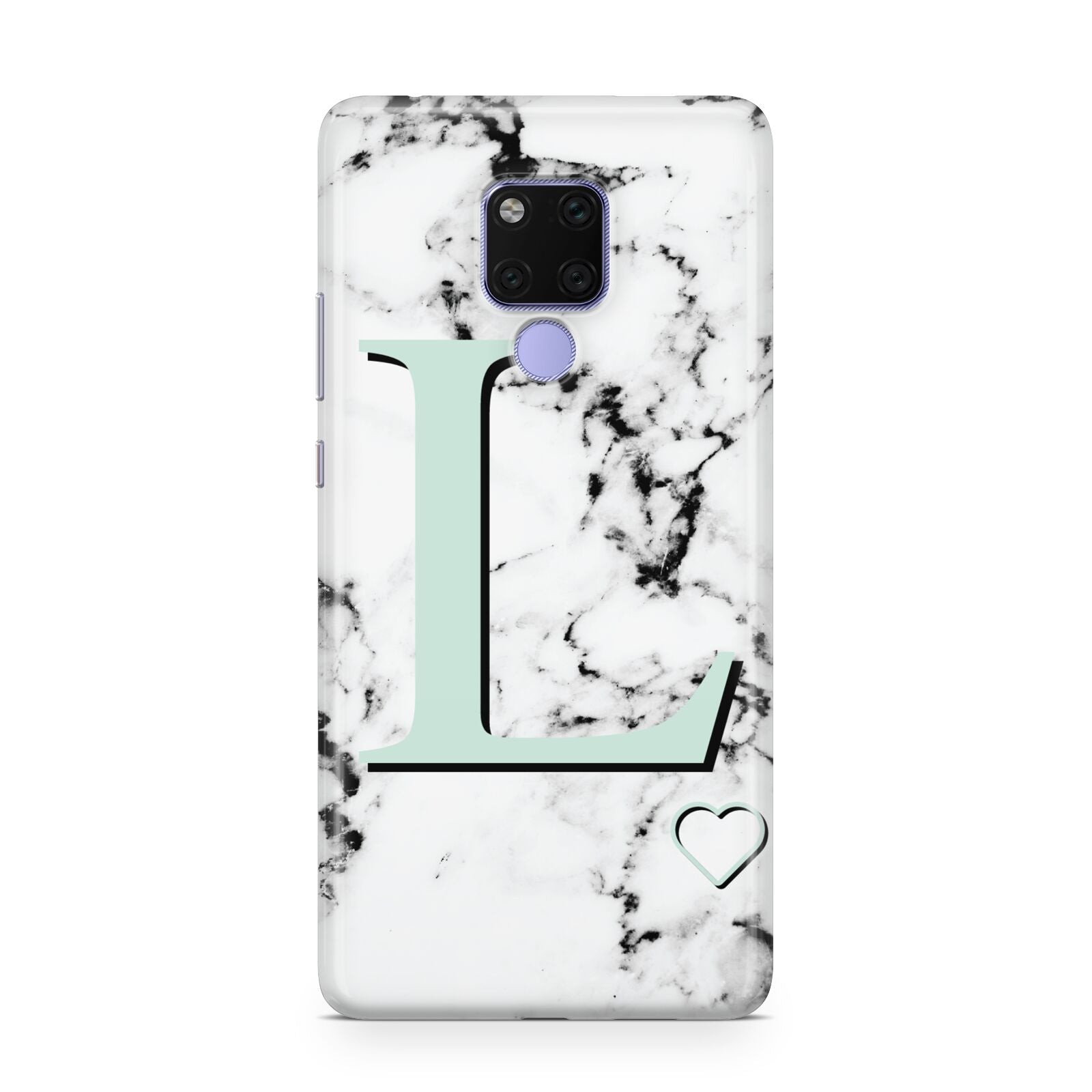 Personalised Mint Monogram Marble Heart Huawei Mate 20X Phone Case