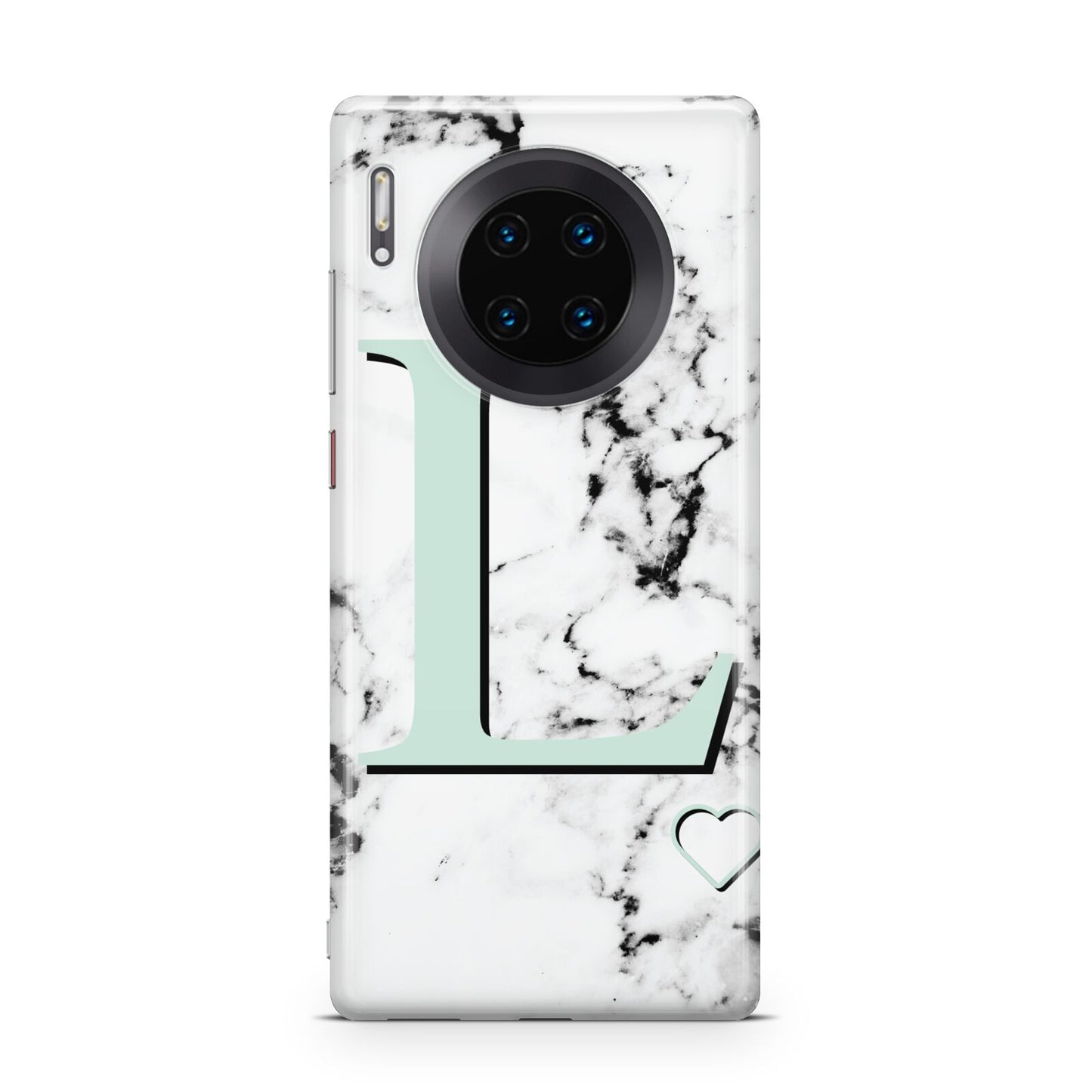 Personalised Mint Monogram Marble Heart Huawei Mate 30 Pro Phone Case
