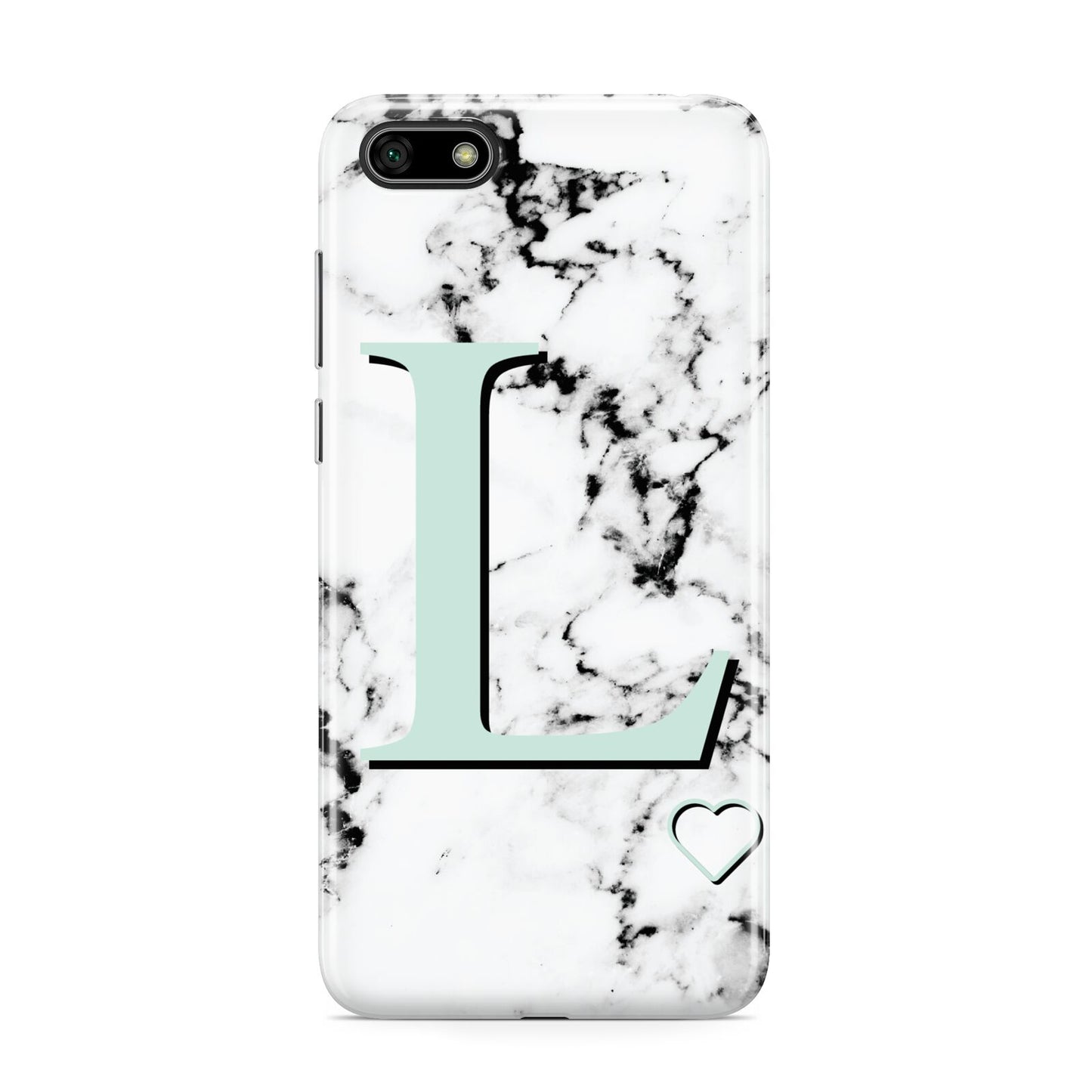 Personalised Mint Monogram Marble Heart Huawei Y5 Prime 2018 Phone Case