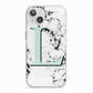 Personalised Mint Monogram Marble Heart iPhone 13 TPU Impact Case with White Edges