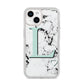 Personalised Mint Monogram Marble Heart iPhone 14 Glitter Tough Case Starlight