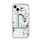 Personalised Mint Monogram Marble Heart iPhone 14 Plus Glitter Tough Case Starlight