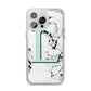 Personalised Mint Monogram Marble Heart iPhone 14 Pro Max Glitter Tough Case Silver