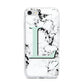 Personalised Mint Monogram Marble Heart iPhone 7 Bumper Case on Silver iPhone