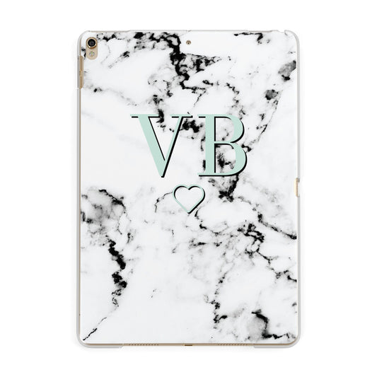 Personalised Mint Monogrammed Heart Marble Apple iPad Gold Case