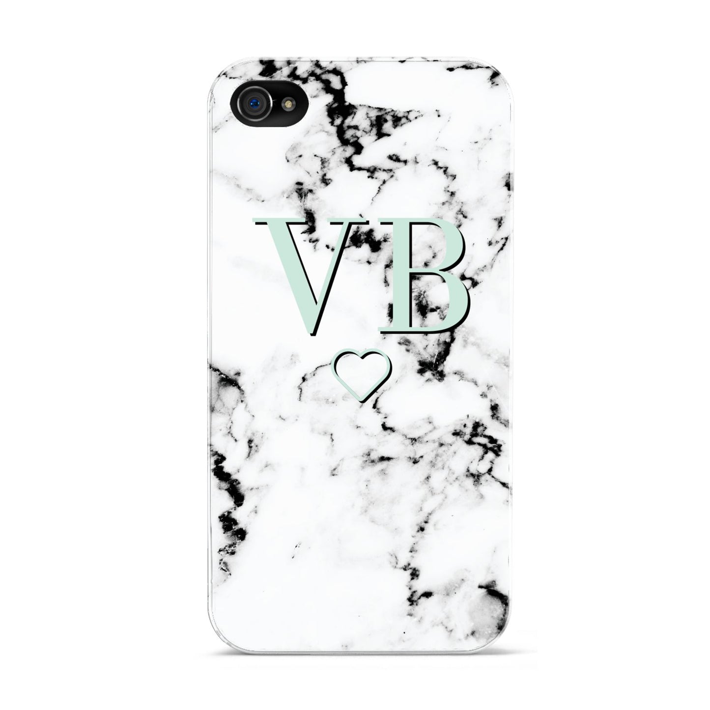 Personalised Mint Monogrammed Heart Marble Apple iPhone 4s Case