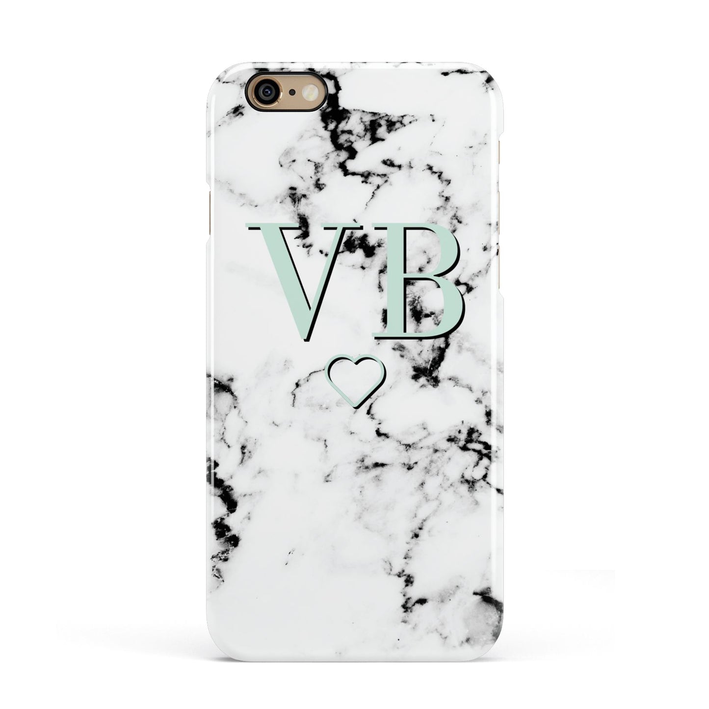 Personalised Mint Monogrammed Heart Marble Apple iPhone 6 3D Snap Case