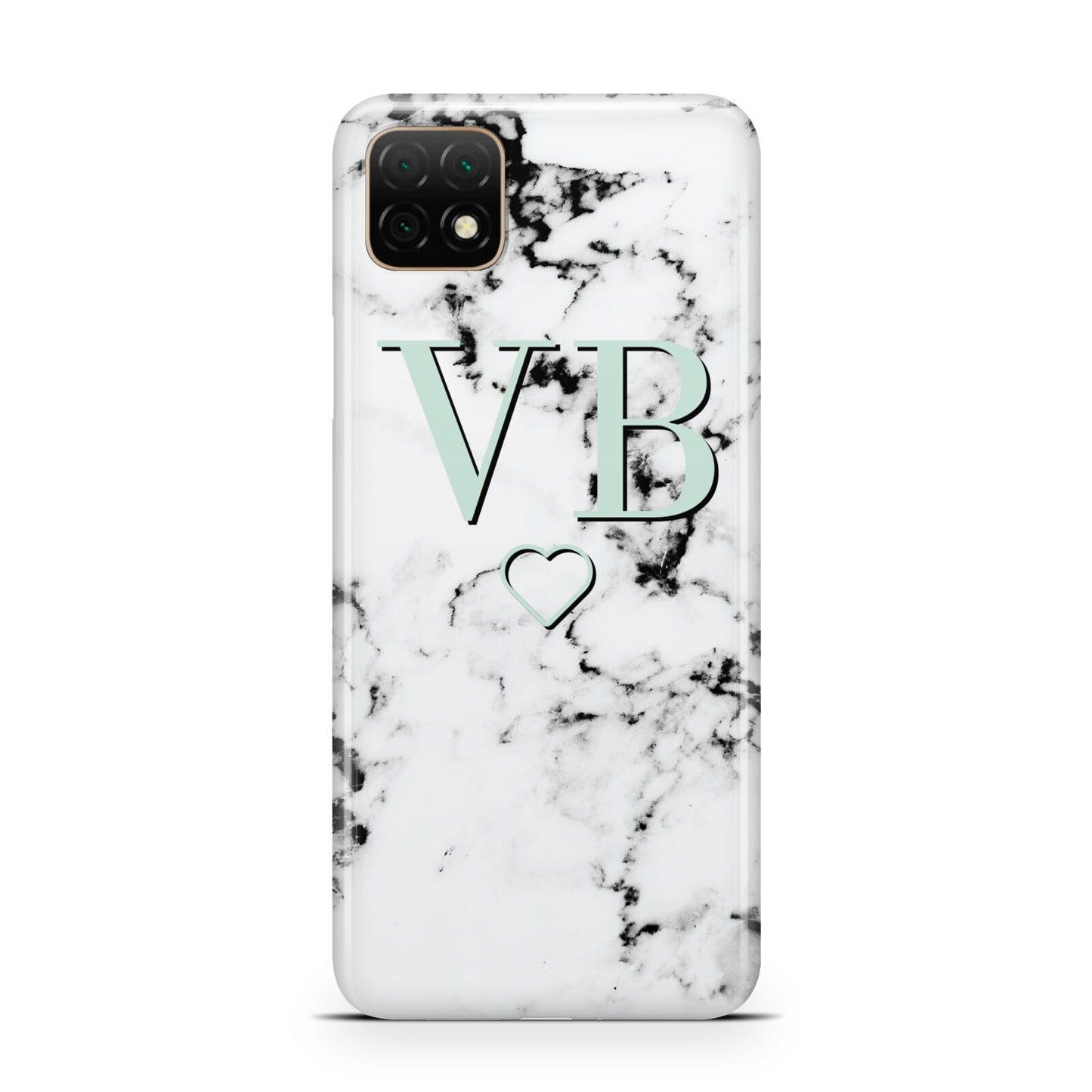 Personalised Mint Monogrammed Heart Marble Huawei Enjoy 20 Phone Case