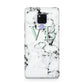 Personalised Mint Monogrammed Heart Marble Huawei Mate 20X Phone Case