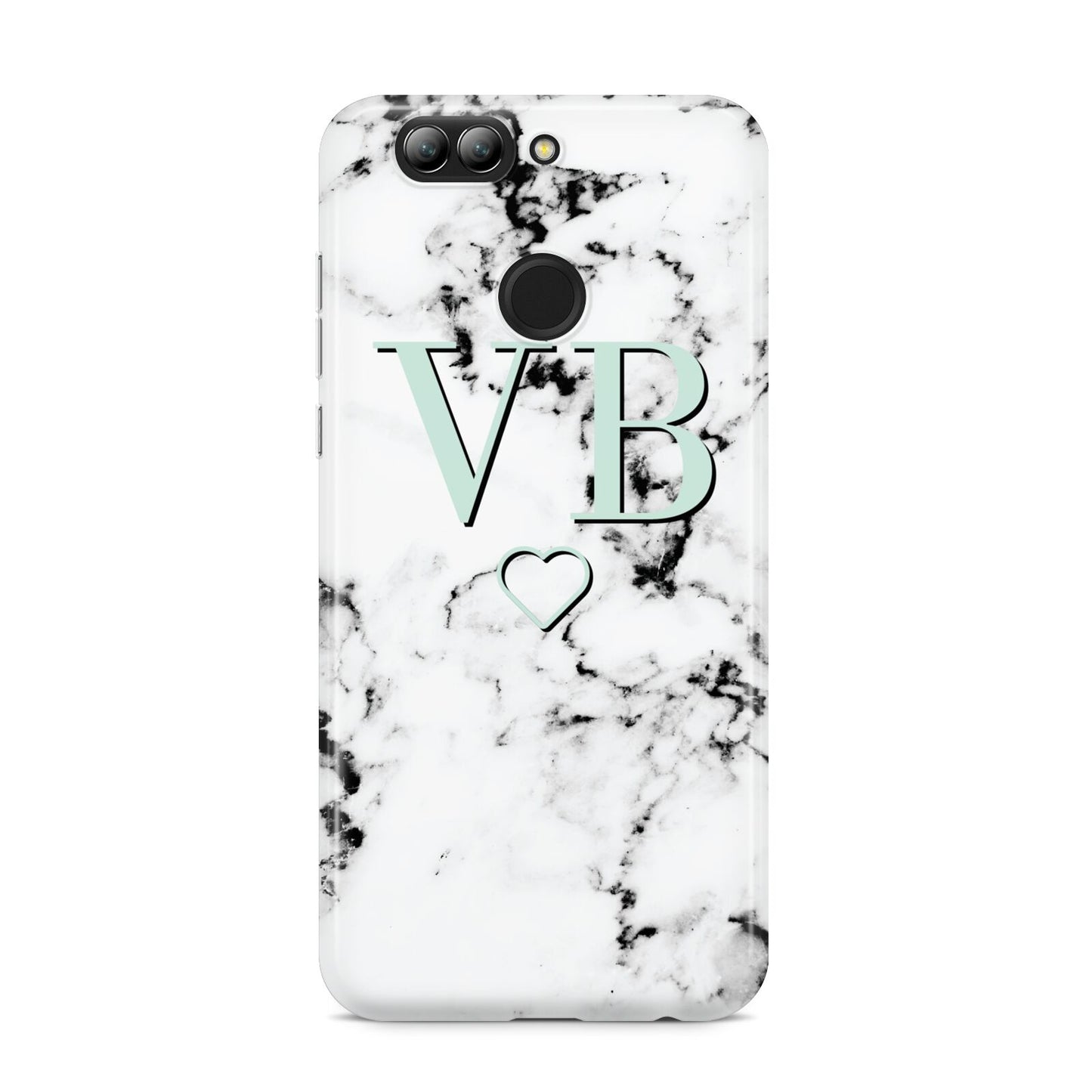 Personalised Mint Monogrammed Heart Marble Huawei Nova 2s Phone Case