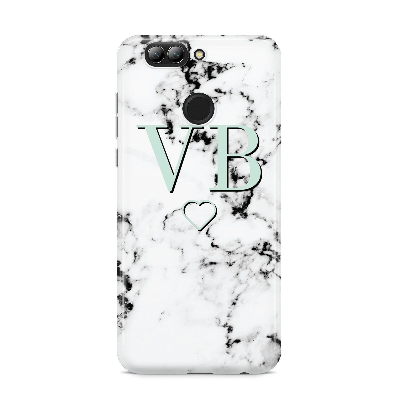 Personalised Mint Monogrammed Heart Marble Huawei Nova 2s Phone Case