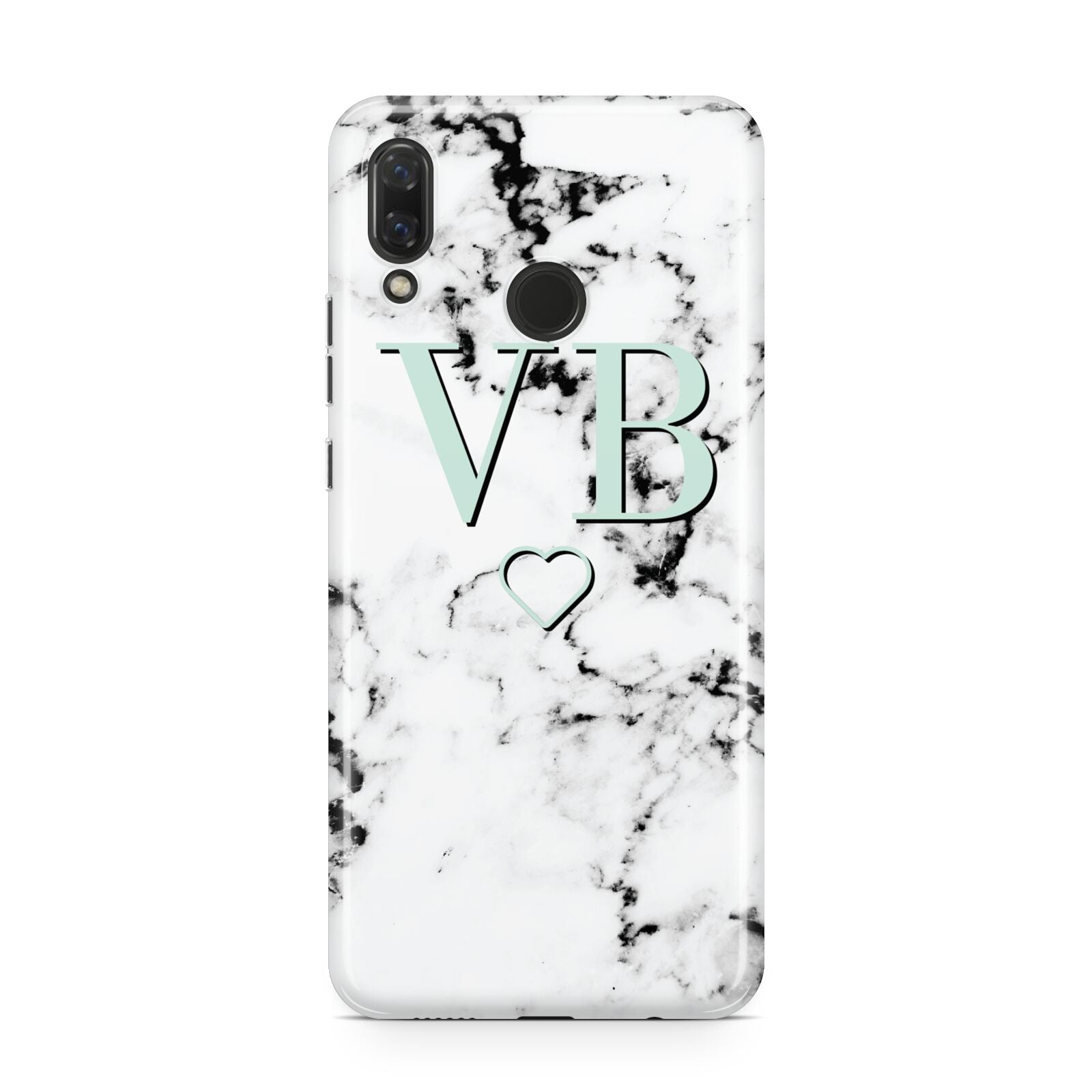 Personalised Mint Monogrammed Heart Marble Huawei Nova 3 Phone Case
