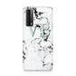 Personalised Mint Monogrammed Heart Marble Huawei P Smart 2021
