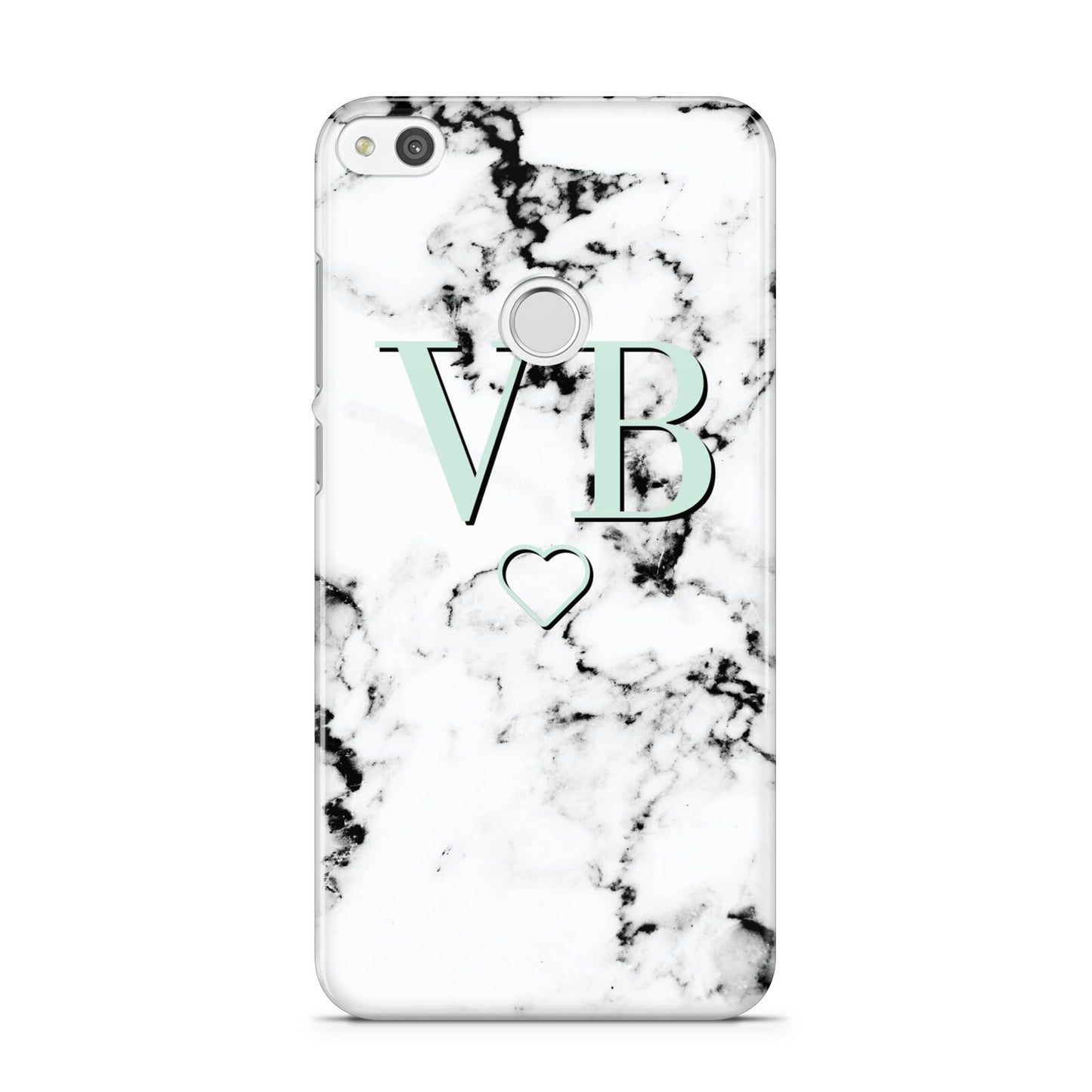 Personalised Mint Monogrammed Heart Marble Huawei P8 Lite Case