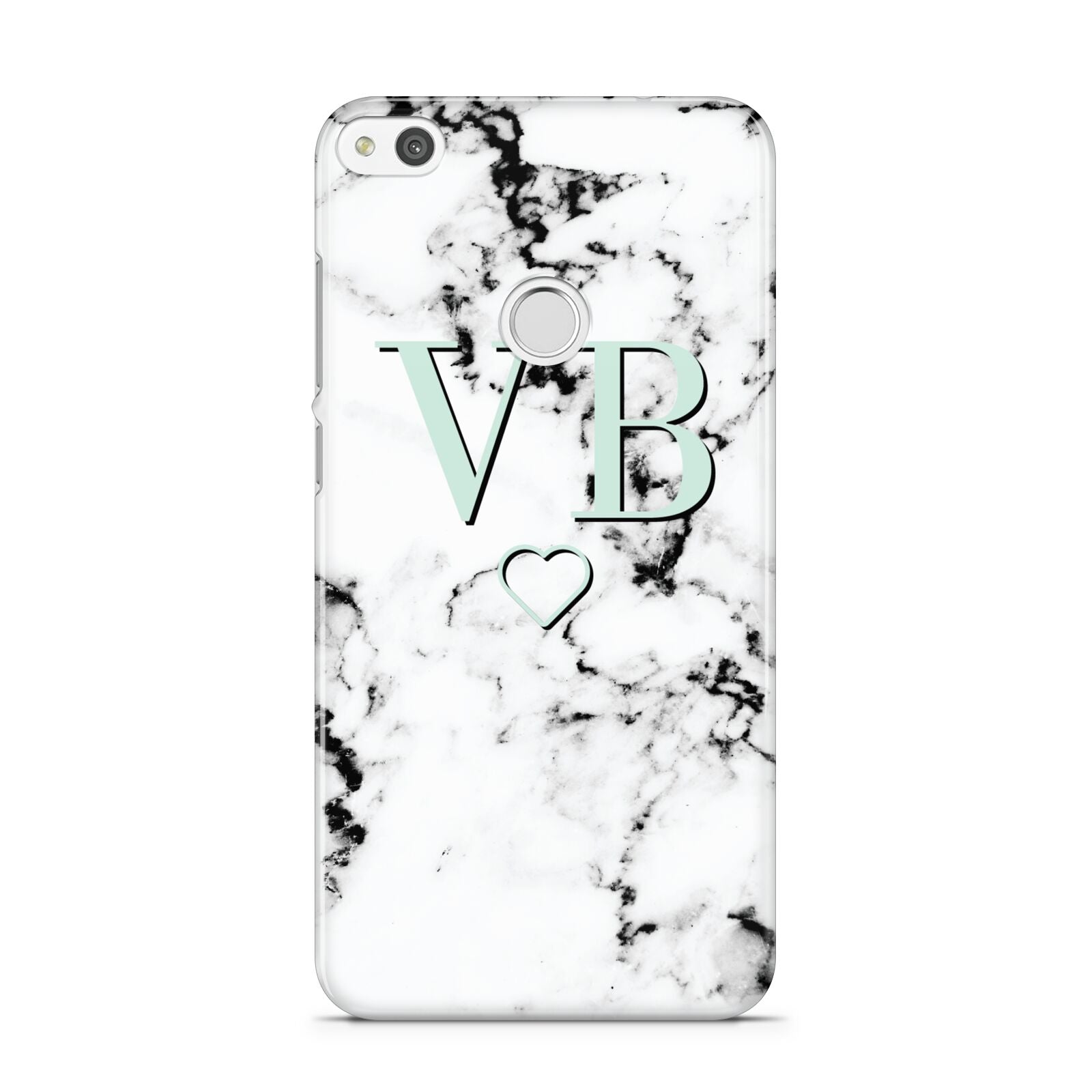 Personalised Mint Monogrammed Heart Marble Huawei P8 Lite Case