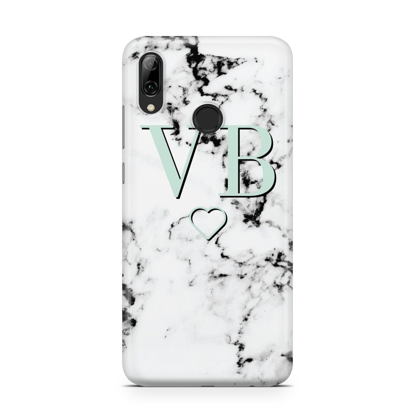 Personalised Mint Monogrammed Heart Marble Huawei Y7 2019