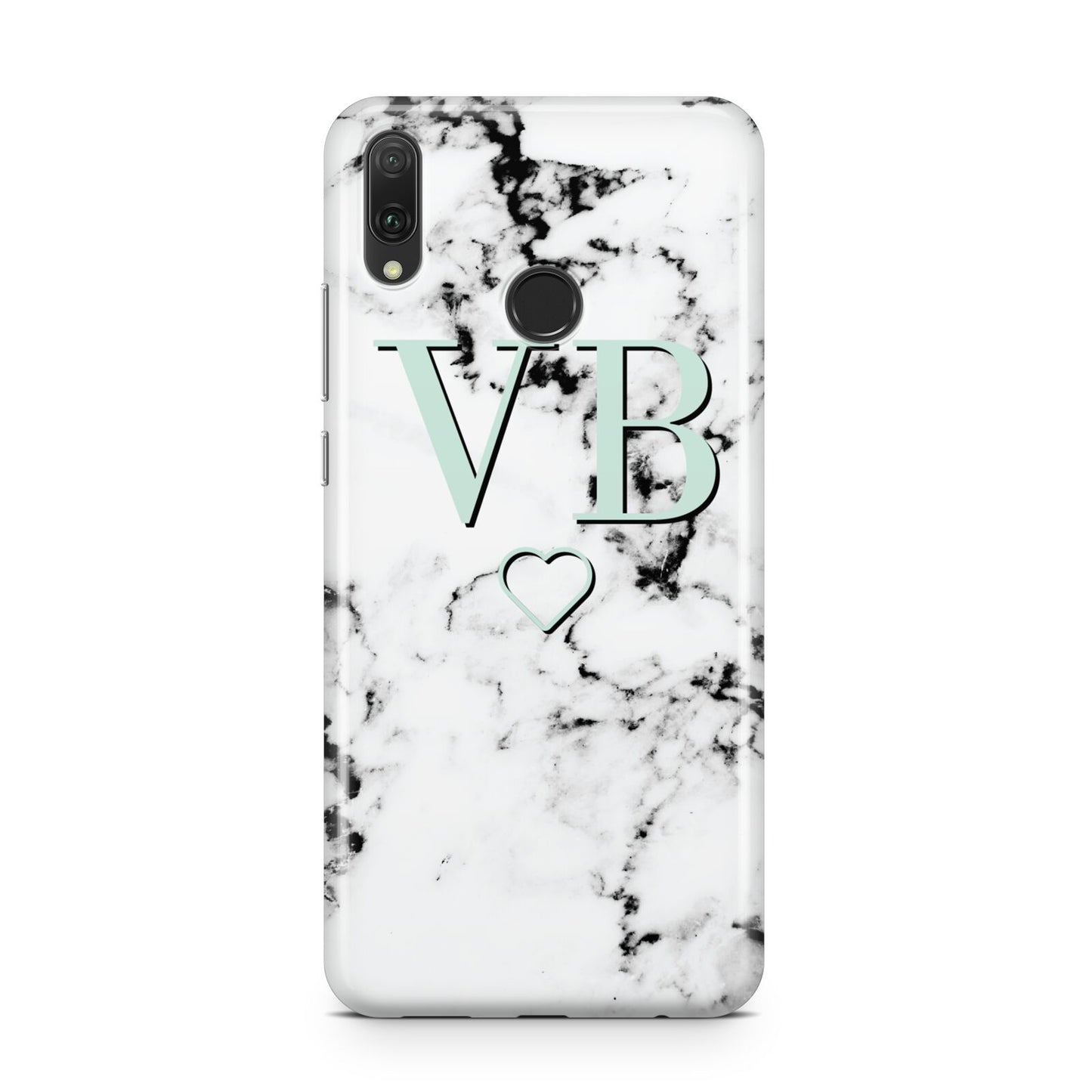 Personalised Mint Monogrammed Heart Marble Huawei Y9 2019