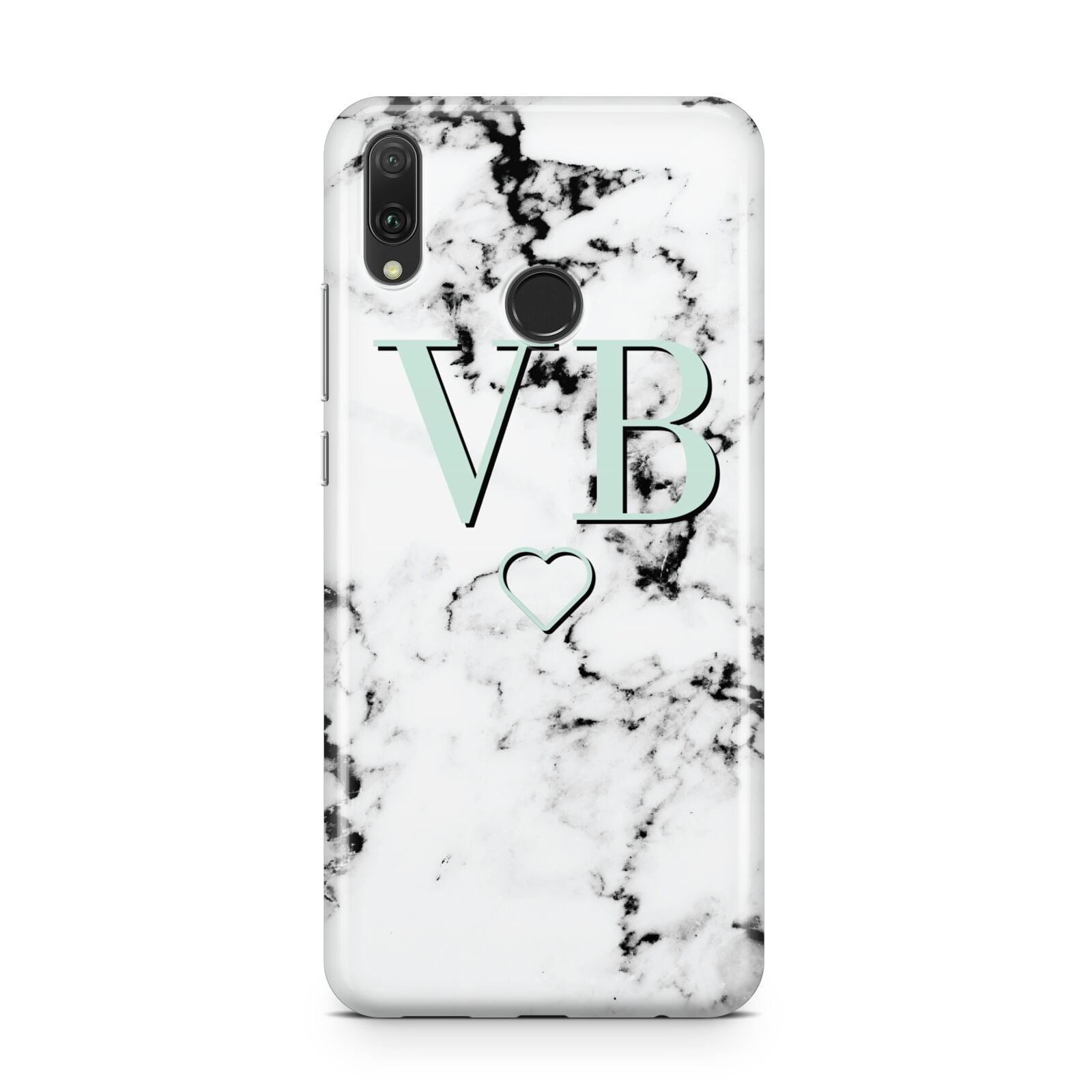 Personalised Mint Monogrammed Heart Marble Huawei Y9 2019