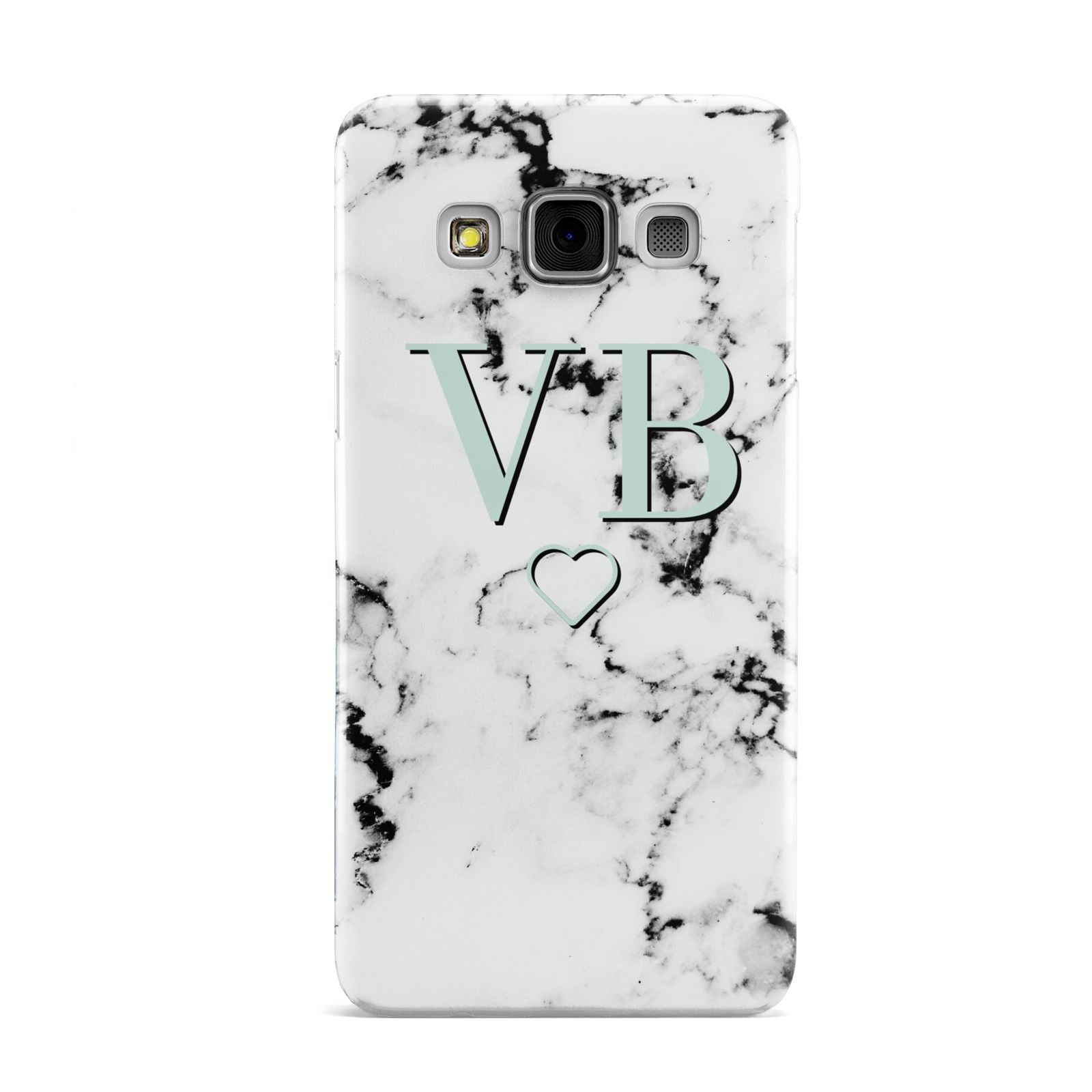 Personalised Mint Monogrammed Heart Marble Samsung Galaxy A3 Case