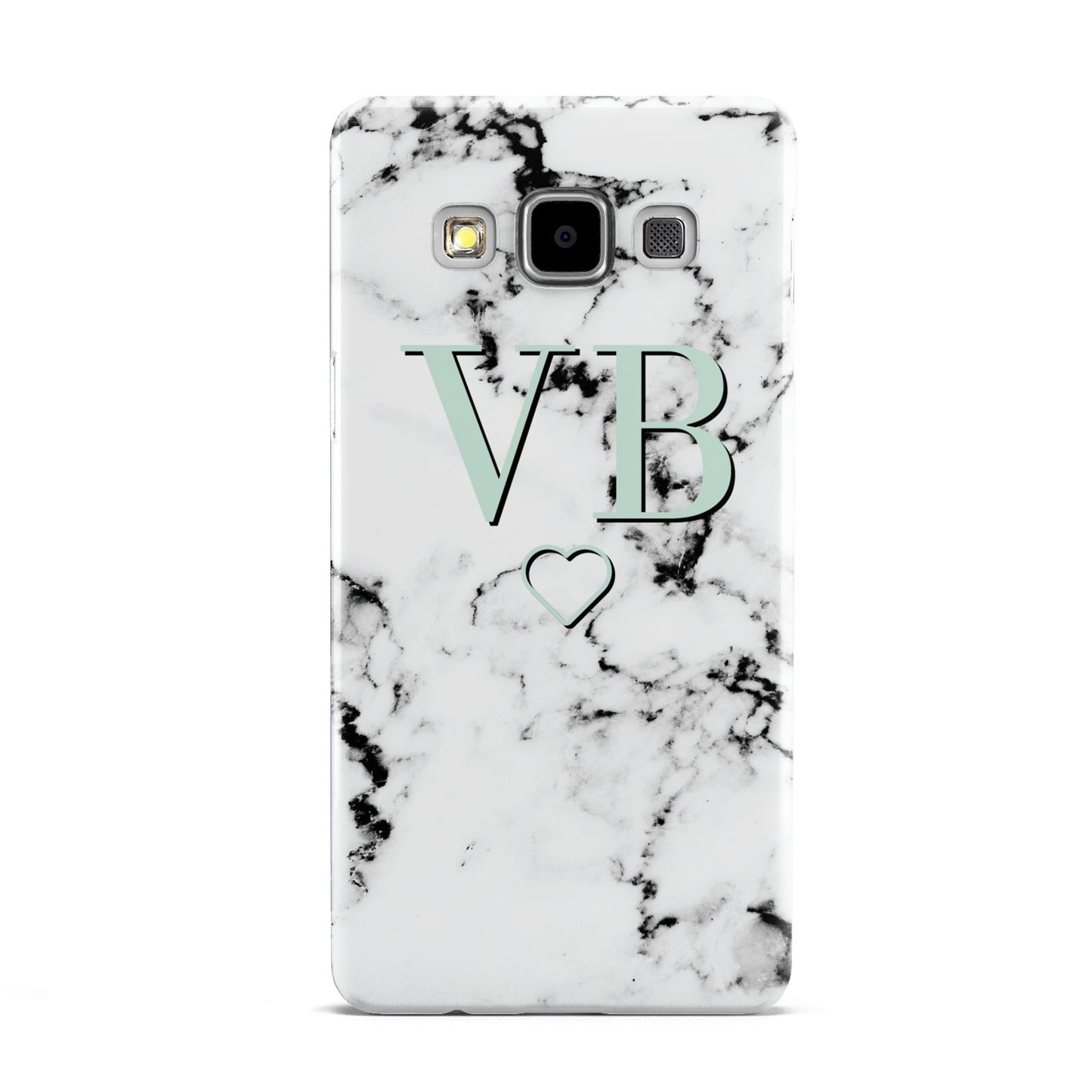 Personalised Mint Monogrammed Heart Marble Samsung Galaxy A5 Case
