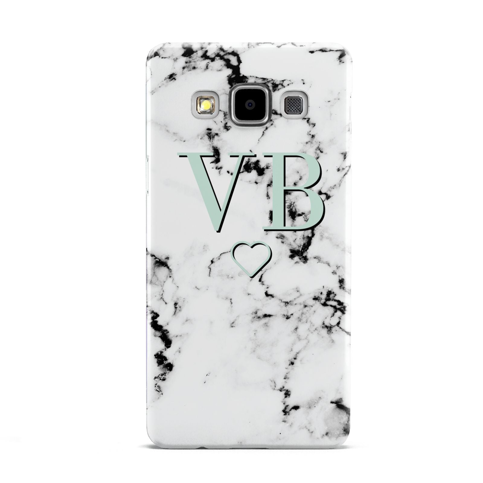 Personalised Mint Monogrammed Heart Marble Samsung Galaxy A5 Case