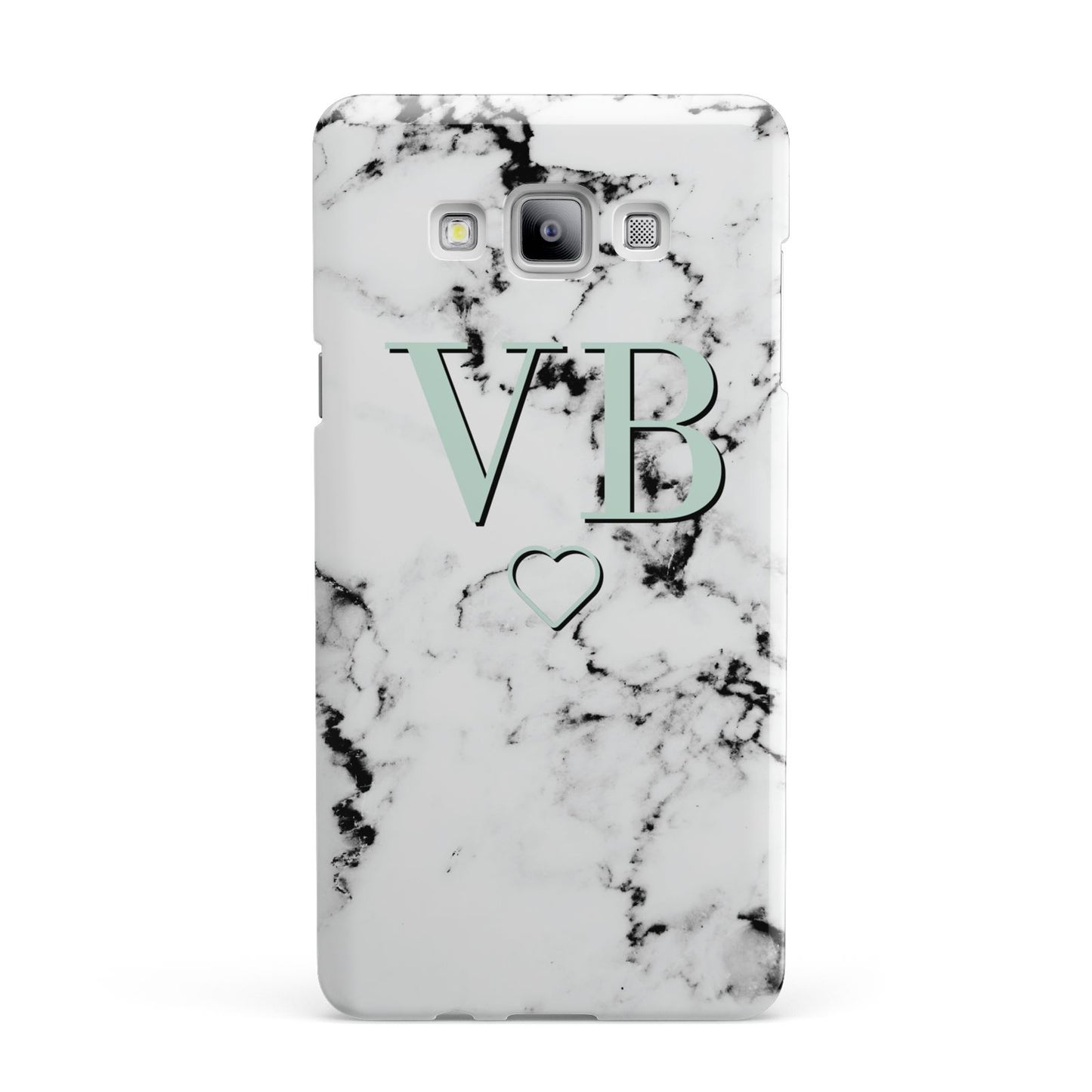 Personalised Mint Monogrammed Heart Marble Samsung Galaxy A7 2015 Case