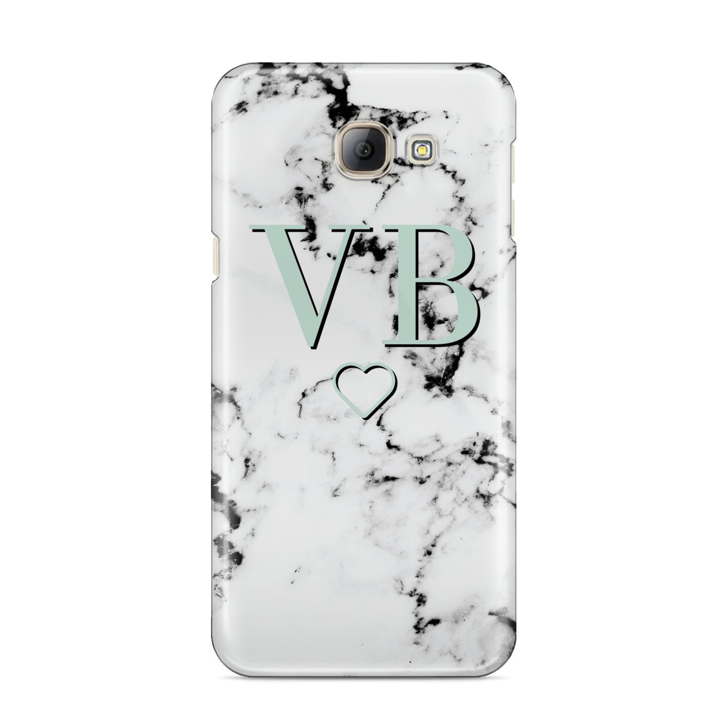 Personalised Mint Monogrammed Heart Marble Samsung Galaxy A8 2016 Case