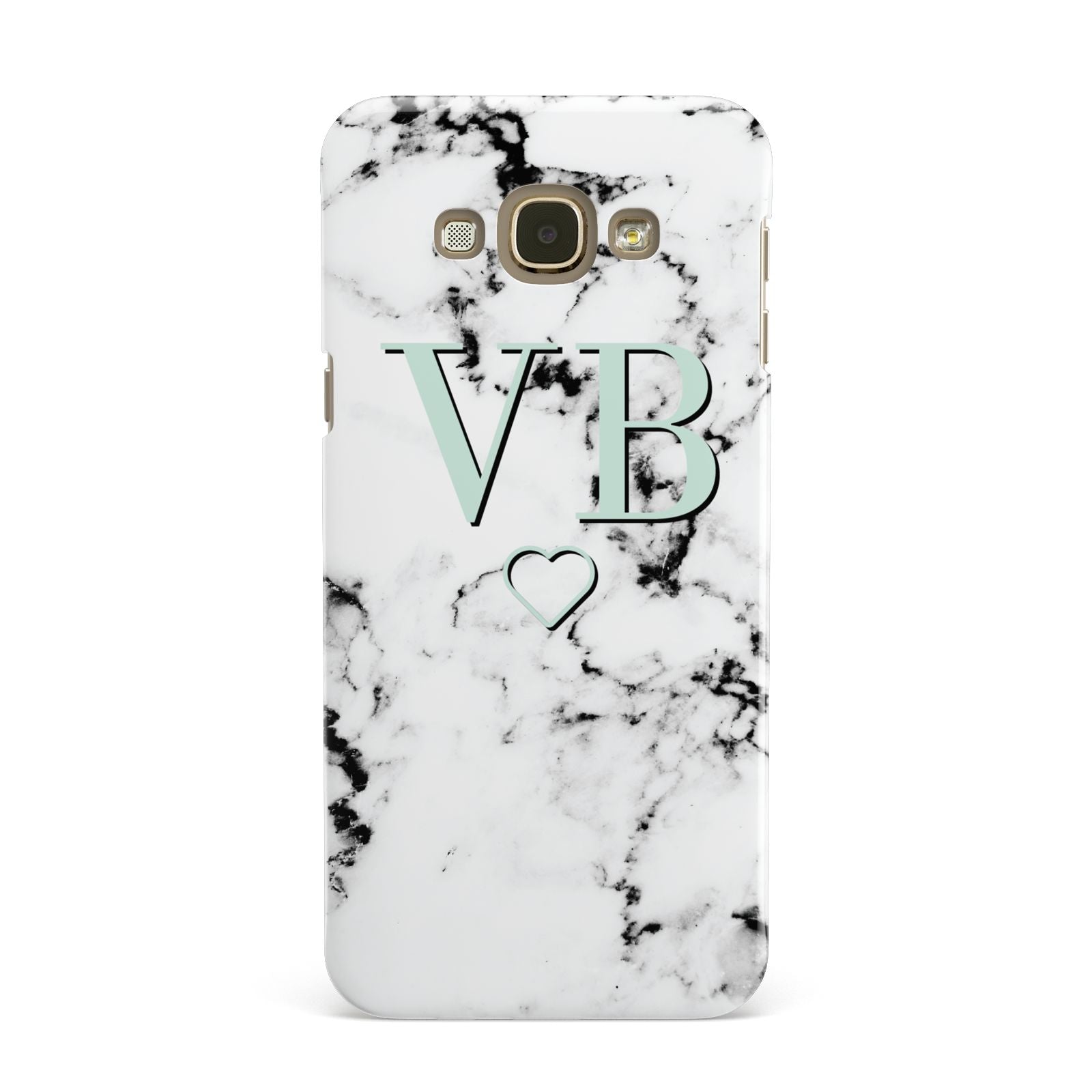 Personalised Mint Monogrammed Heart Marble Samsung Galaxy A8 Case