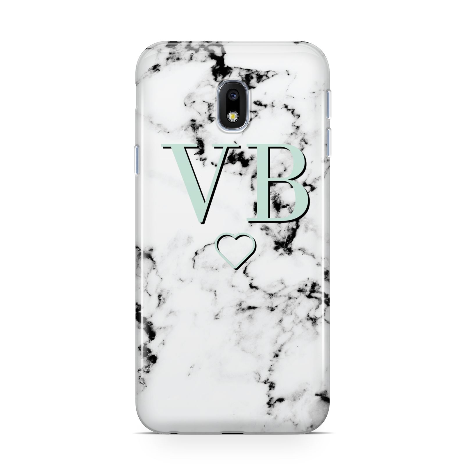 Personalised Mint Monogrammed Heart Marble Samsung Galaxy J3 2017 Case