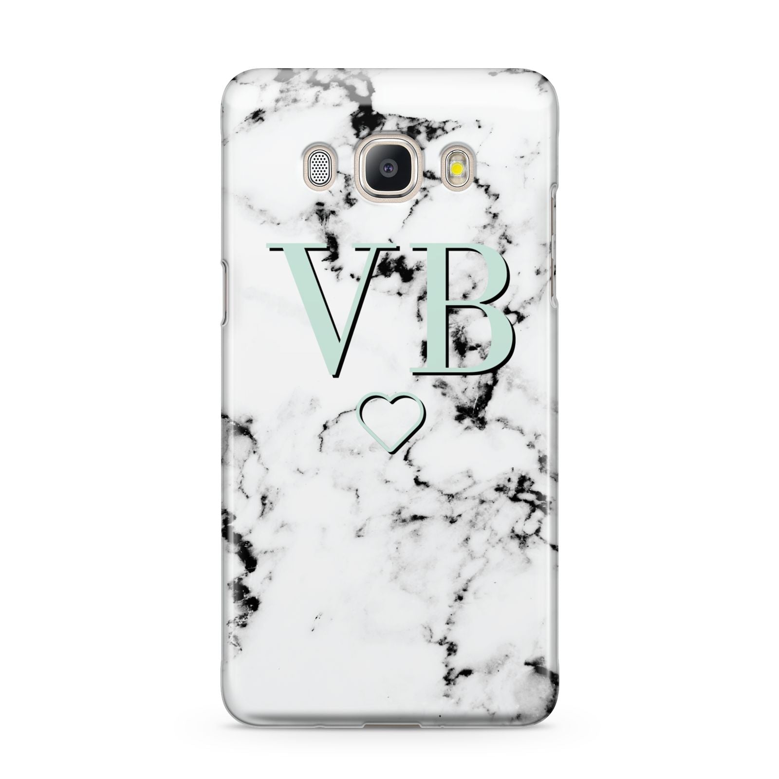Personalised Mint Monogrammed Heart Marble Samsung Galaxy J5 2016 Case