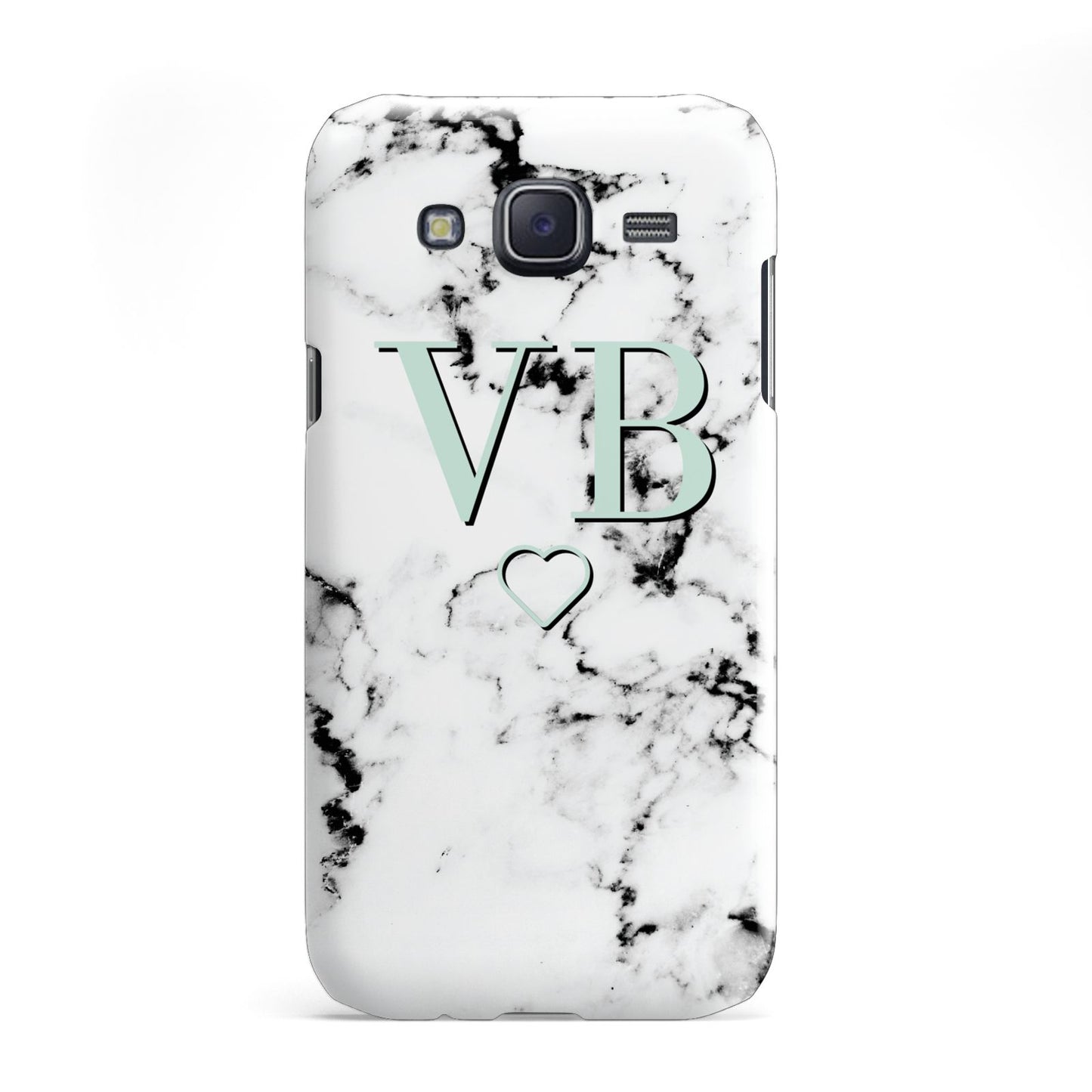 Personalised Mint Monogrammed Heart Marble Samsung Galaxy J5 Case