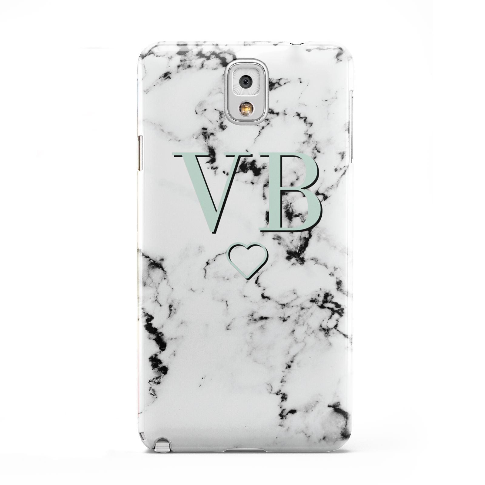 Personalised Mint Monogrammed Heart Marble Samsung Galaxy Note 3 Case