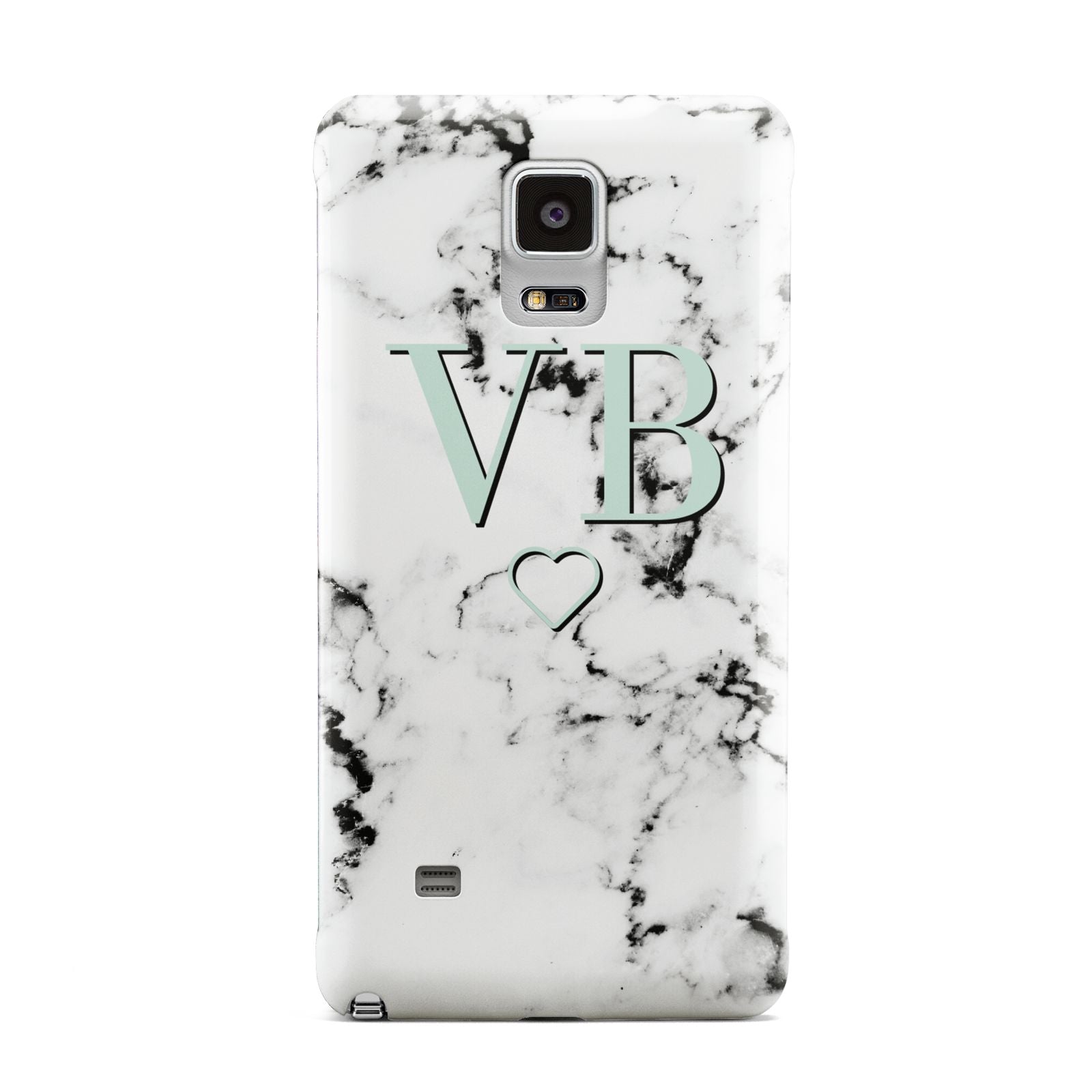 Personalised Mint Monogrammed Heart Marble Samsung Galaxy Note 4 Case