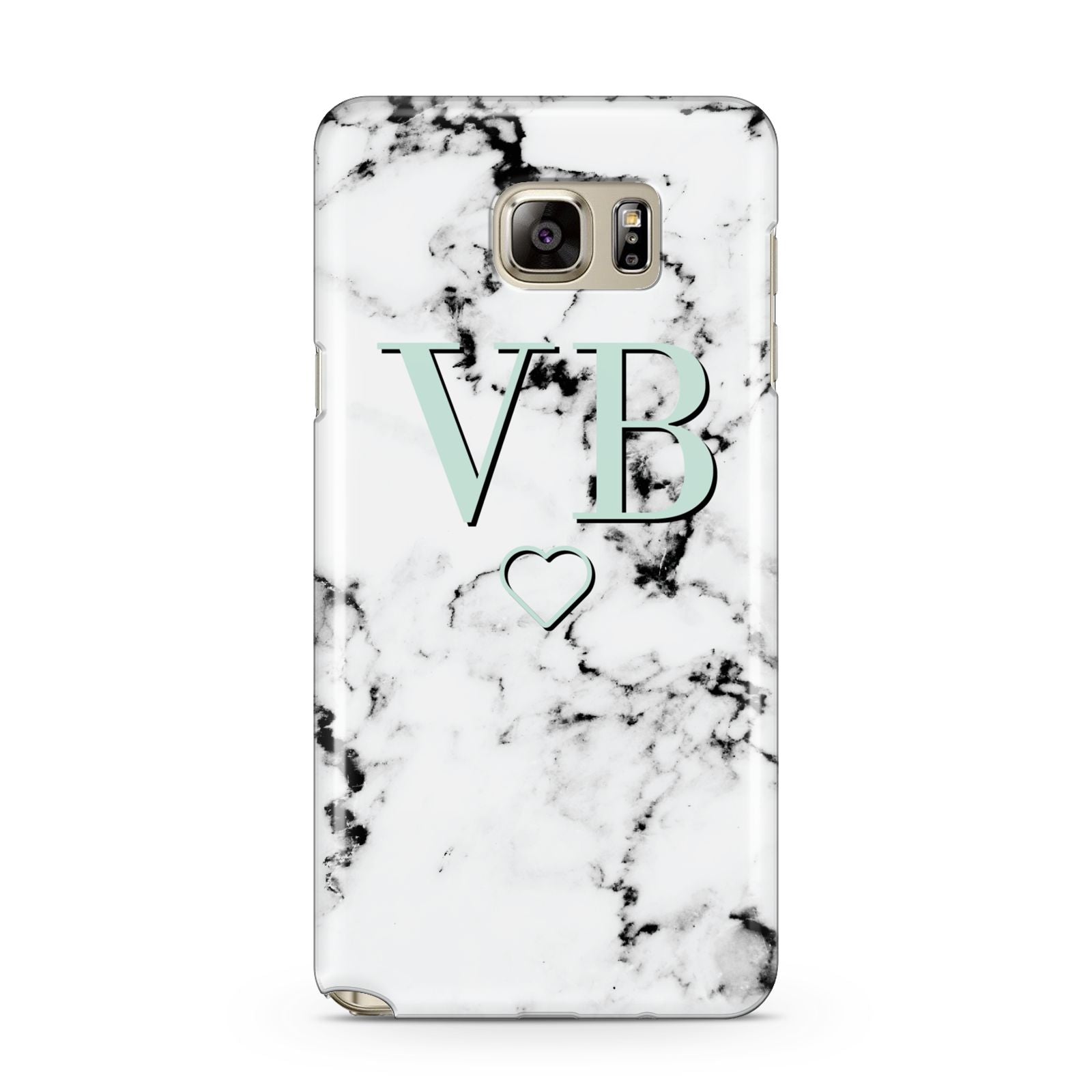 Personalised Mint Monogrammed Heart Marble Samsung Galaxy Note 5 Case