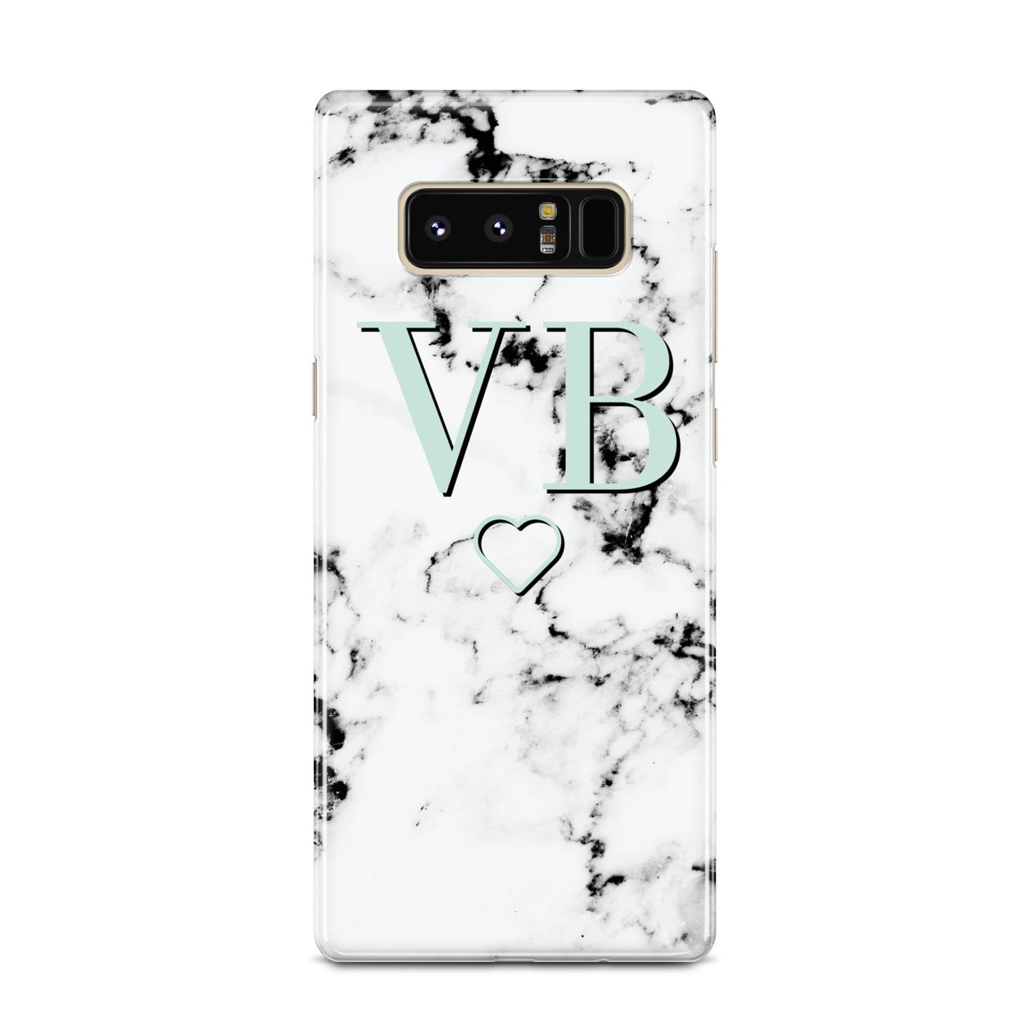 Personalised Mint Monogrammed Heart Marble Samsung Galaxy Note 8 Case