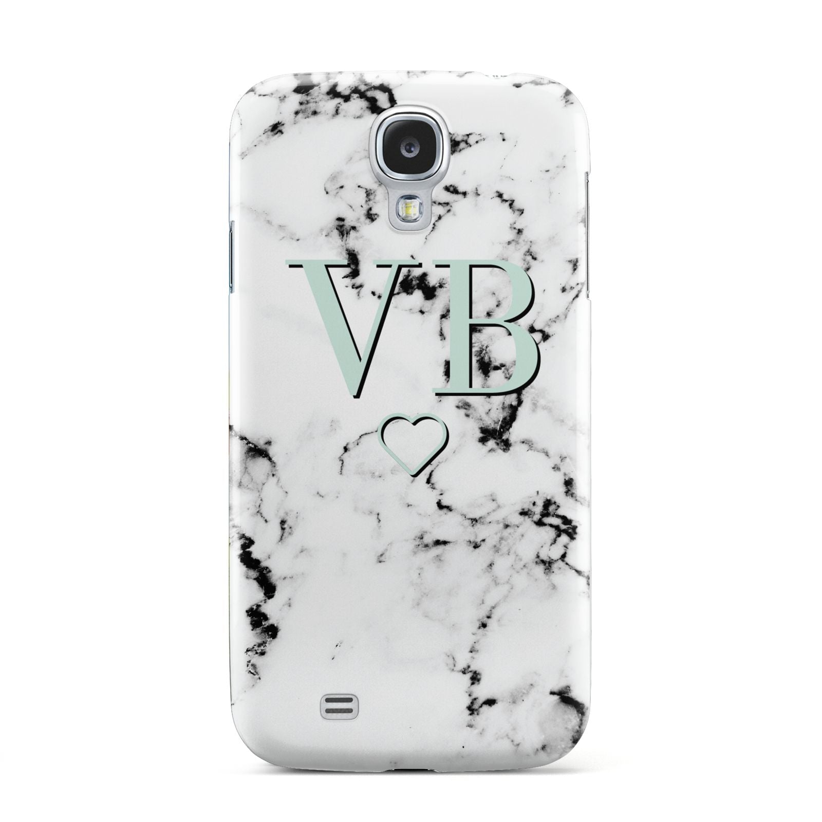 Personalised Mint Monogrammed Heart Marble Samsung Galaxy S4 Case