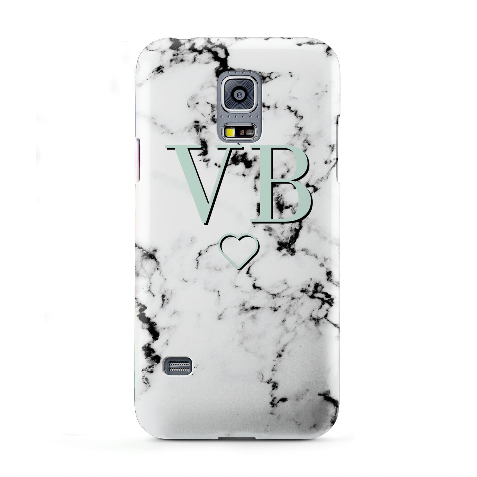 Personalised Mint Monogrammed Heart Marble Samsung Galaxy S5 Mini Case