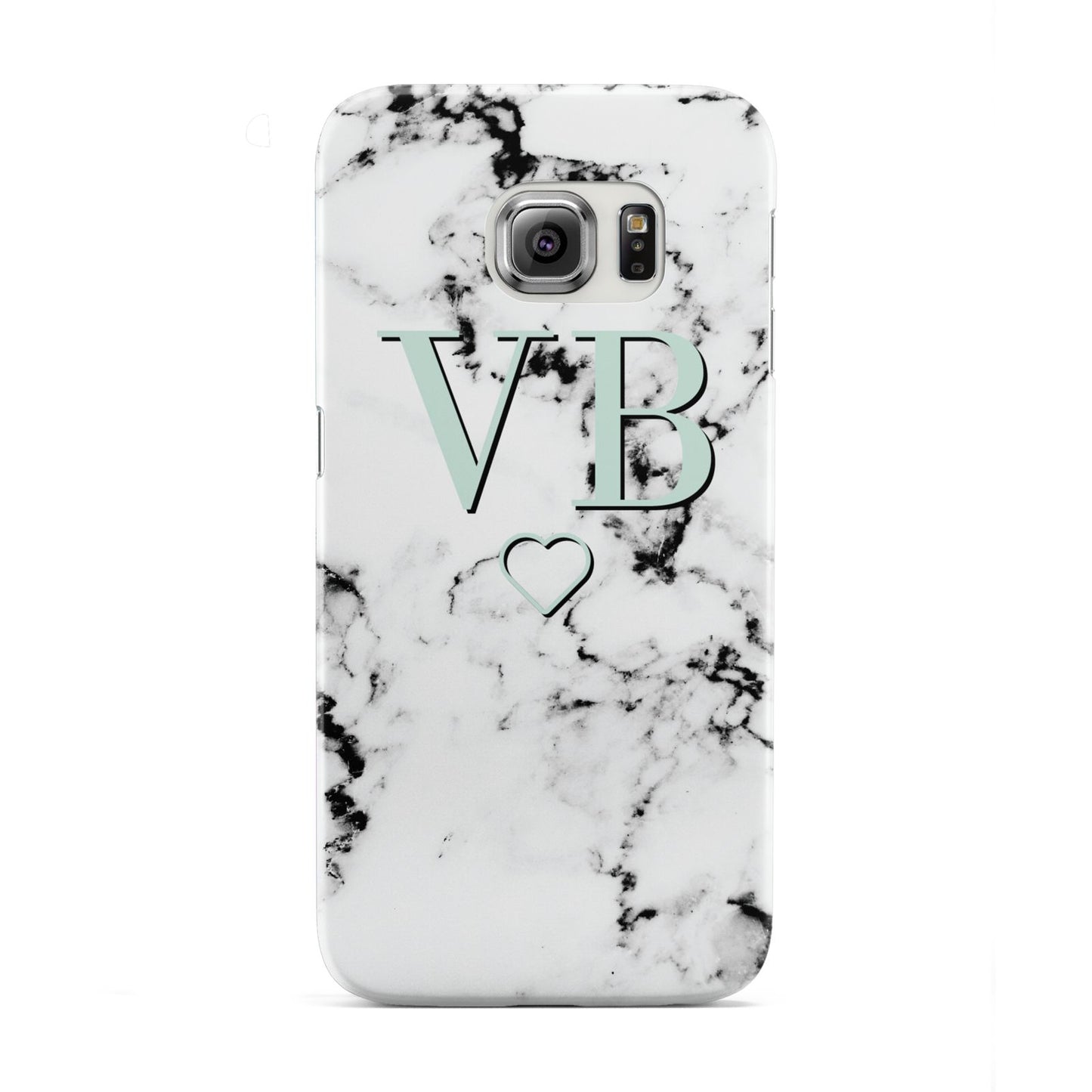 Personalised Mint Monogrammed Heart Marble Samsung Galaxy S6 Edge Case