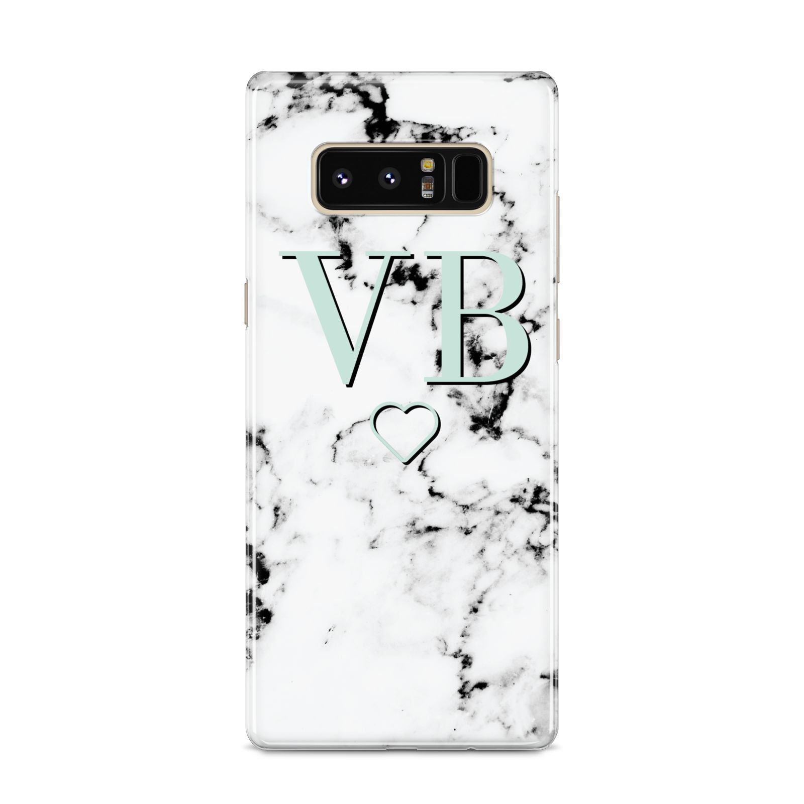 Personalised Mint Monogrammed Heart Marble Samsung Galaxy S8 Case