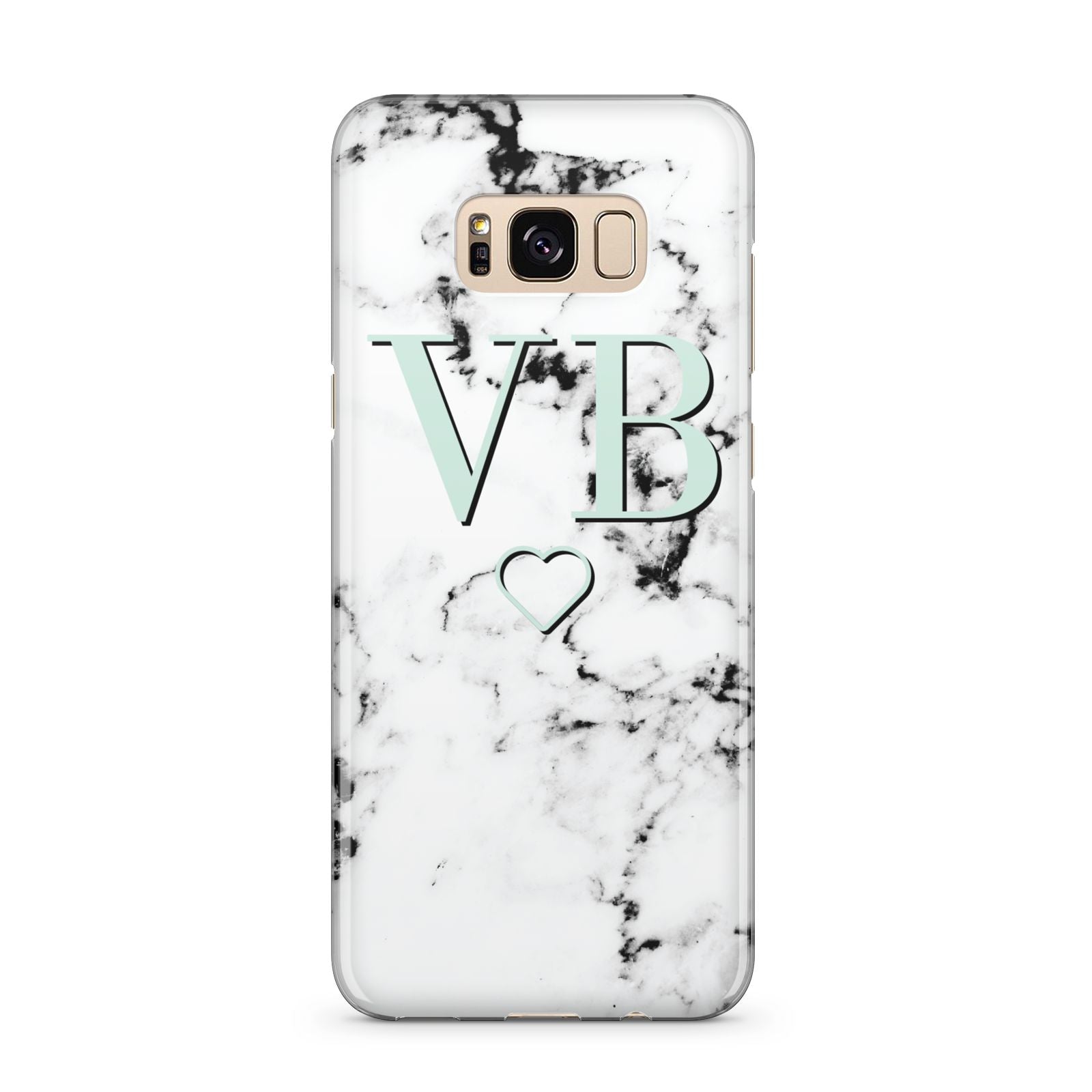 Personalised Mint Monogrammed Heart Marble Samsung Galaxy S8 Plus Case