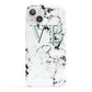 Personalised Mint Monogrammed Heart Marble iPhone 13 Full Wrap 3D Snap Case