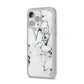 Personalised Mint Monogrammed Heart Marble iPhone 14 Pro Max Clear Tough Case Silver Angled Image