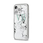 Personalised Mint Monogrammed Heart Marble iPhone 14 Pro Max Glitter Tough Case Silver Angled Image